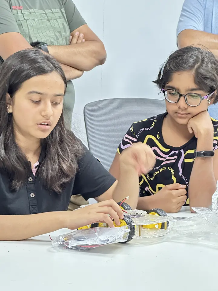 Students building together